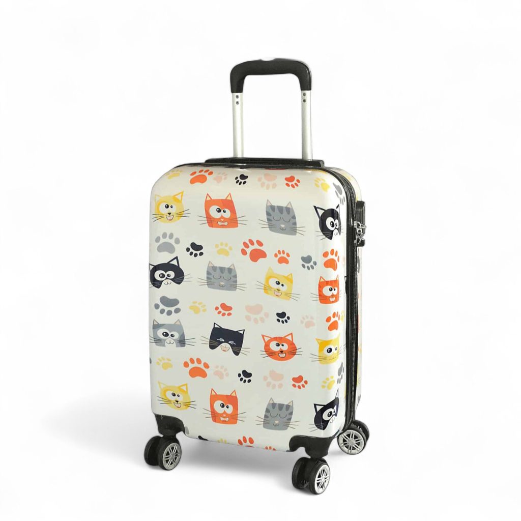 - Sac trolley cabine à motifs chats colorés.