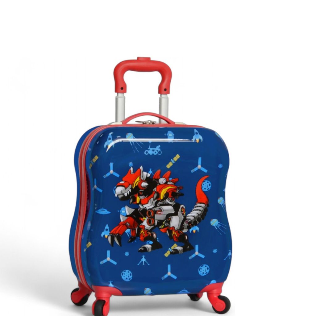 Valise enfant avec robot Transformers, motif galaxie, roulettes, poignée télescopique, idéal pour voyages.