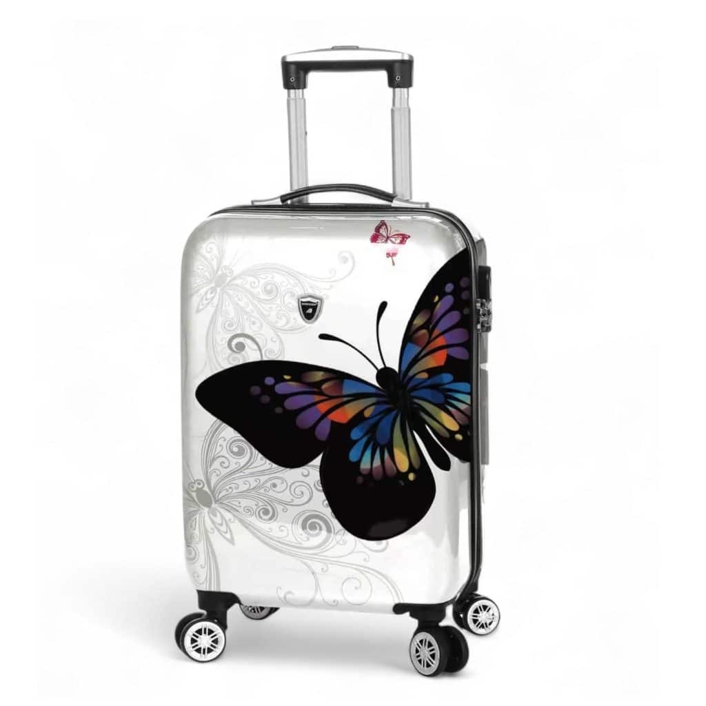 valise cabine 55 cm blanc papillon