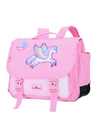 Cartable scolaire fille CE1 CE2 38 cm rose avec motif licorne et paillettes Snowball