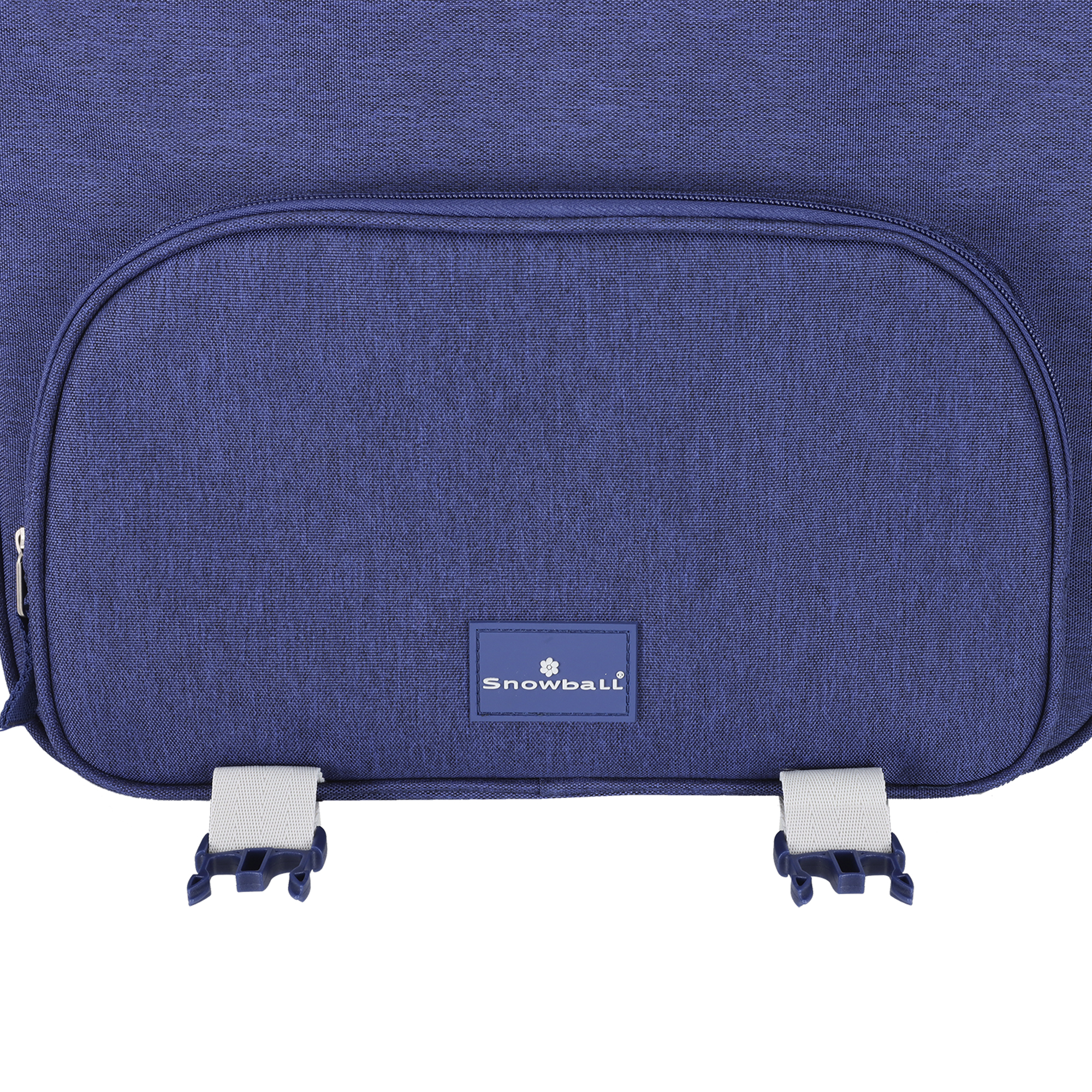 Sac à dos SnowBall en tissu bleu marine avec fermeture éclair et bretelles réglables.