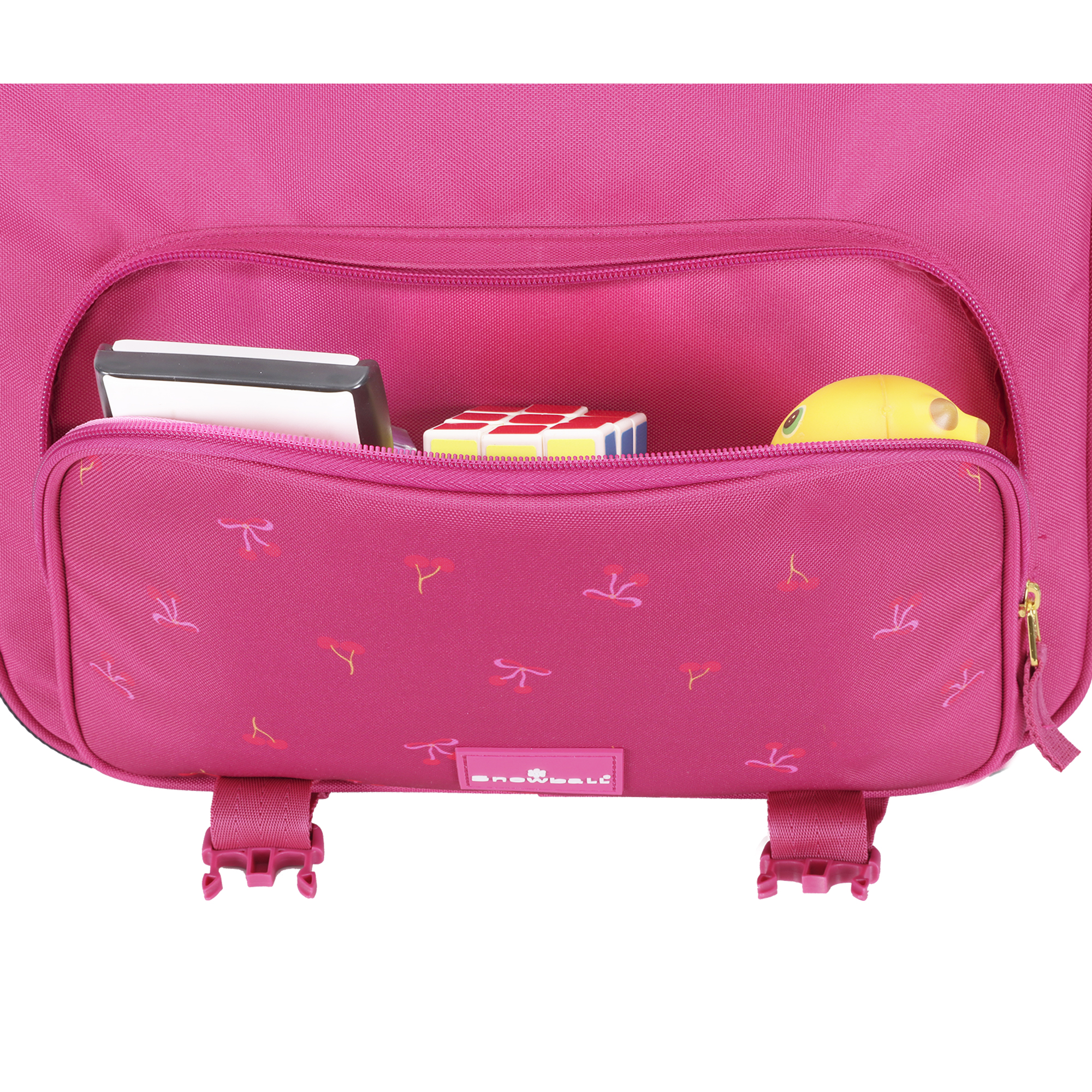 Cartable scolaire fille CE1-CE2 de 38 cm rose cerises pailletées – Image 4