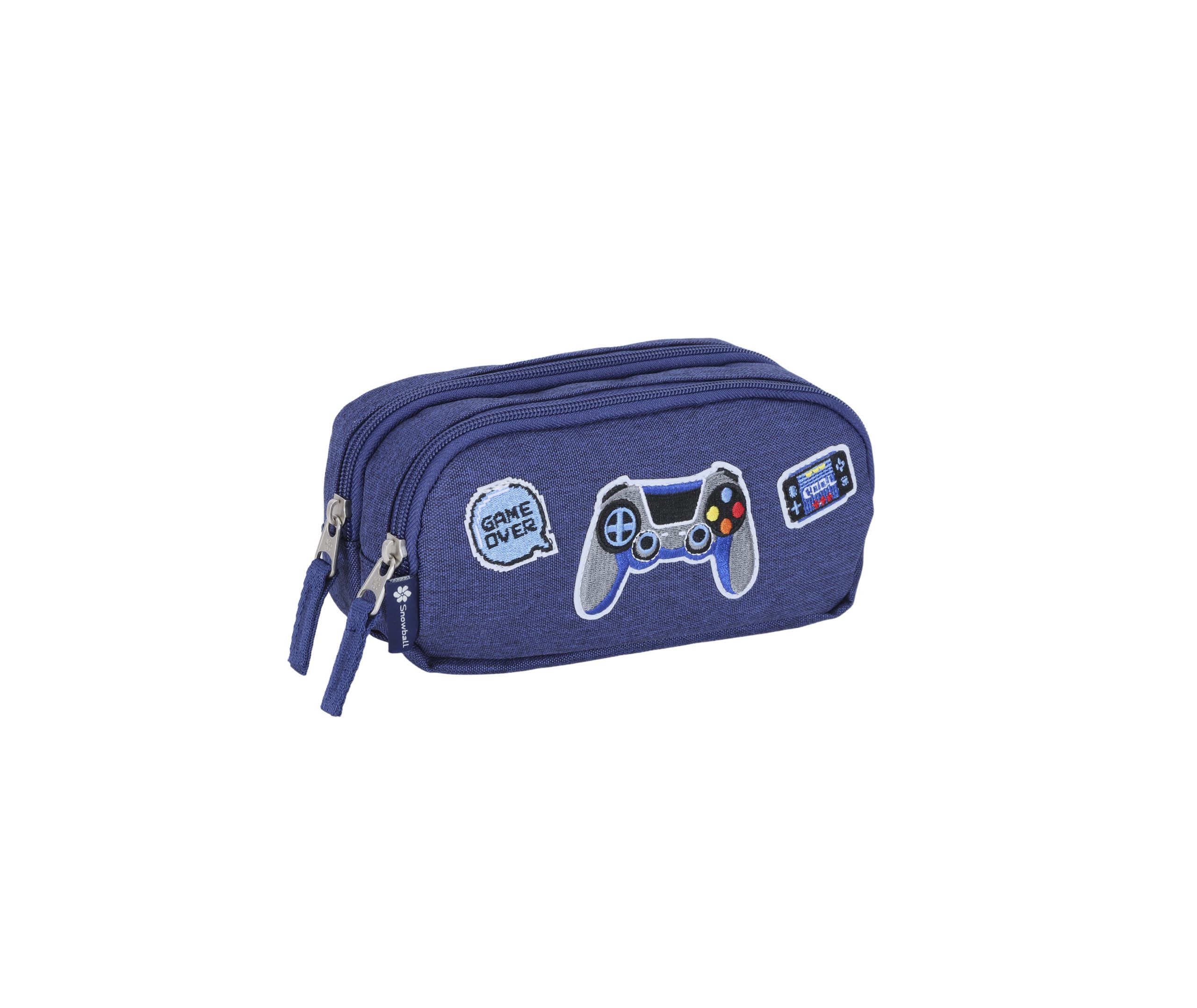 Trousse scolaire à 2 compartiments Blue Gamer Snowball avec imprimé manette de jeux