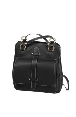 Sac à dos en cuir de vachette Katana 32605 noir de face
