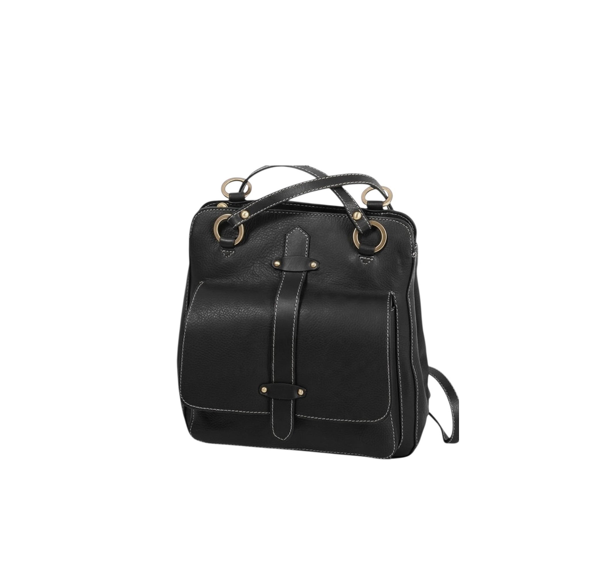 Sac à dos en cuir de vachette Katana 32605 noir de face